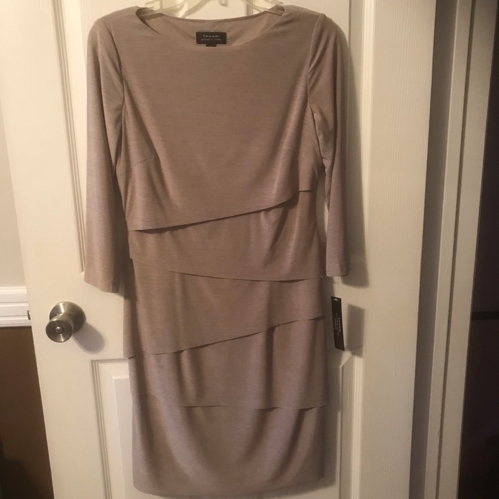 Tahari taupe beige dress Size 4